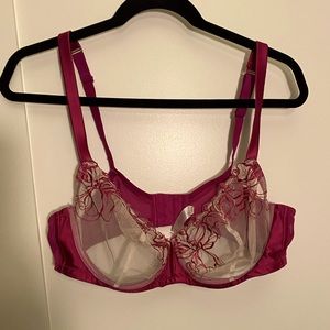 Cacique unlined magenta and white bra size 42C